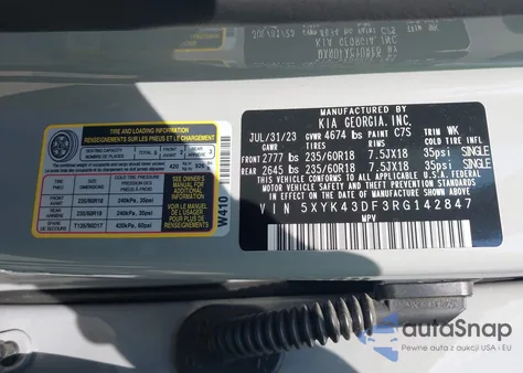 2024 Kia Sportage Sx из США, поврежденный, VIN 5XYK43DF3RG142847